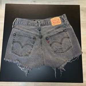 Levi Grey Original Fit High Waisted 501 Shorts in size 28